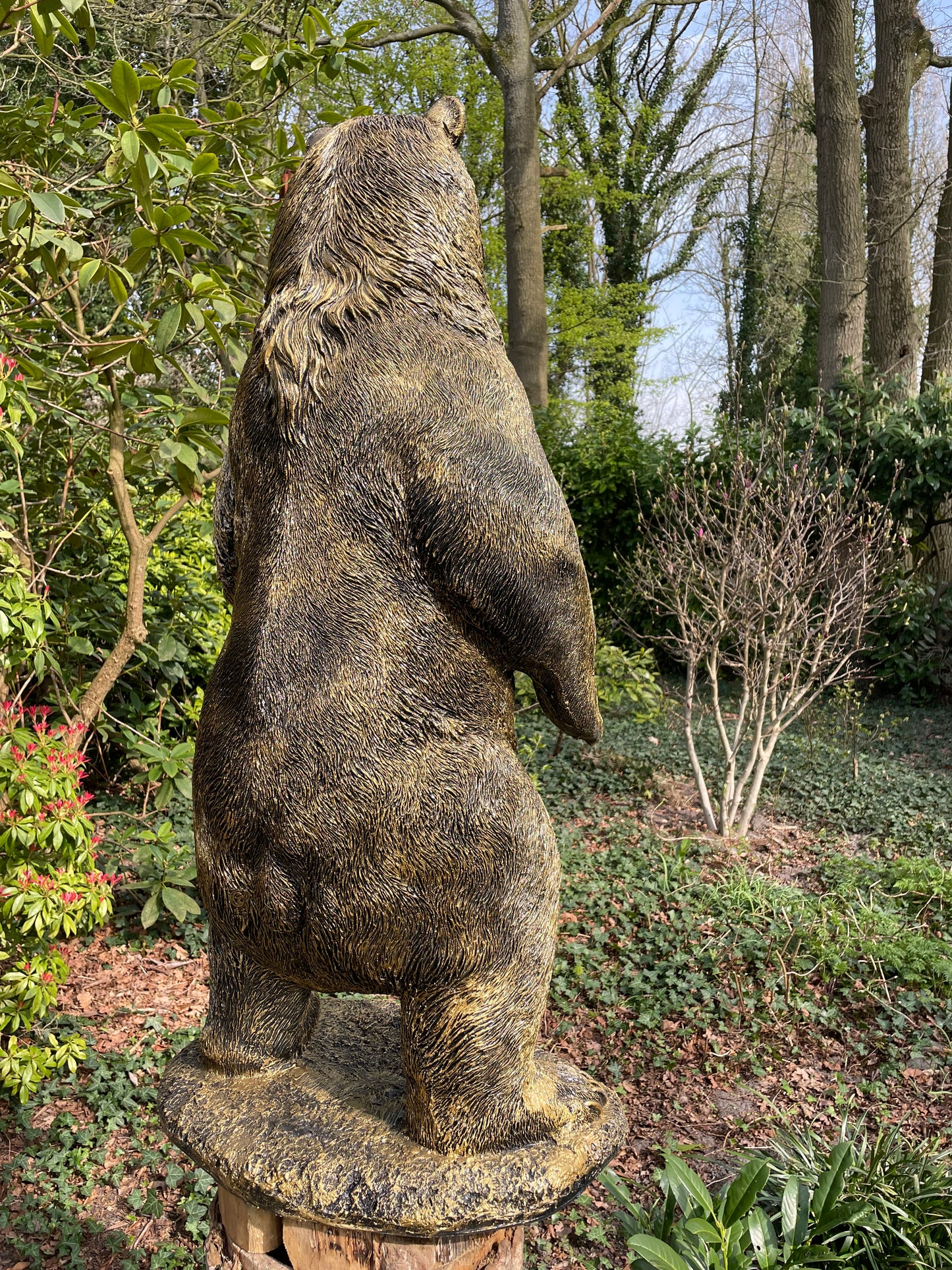 Beeld Beer, Antiek goud, tuin, gazon, manege, 120cm