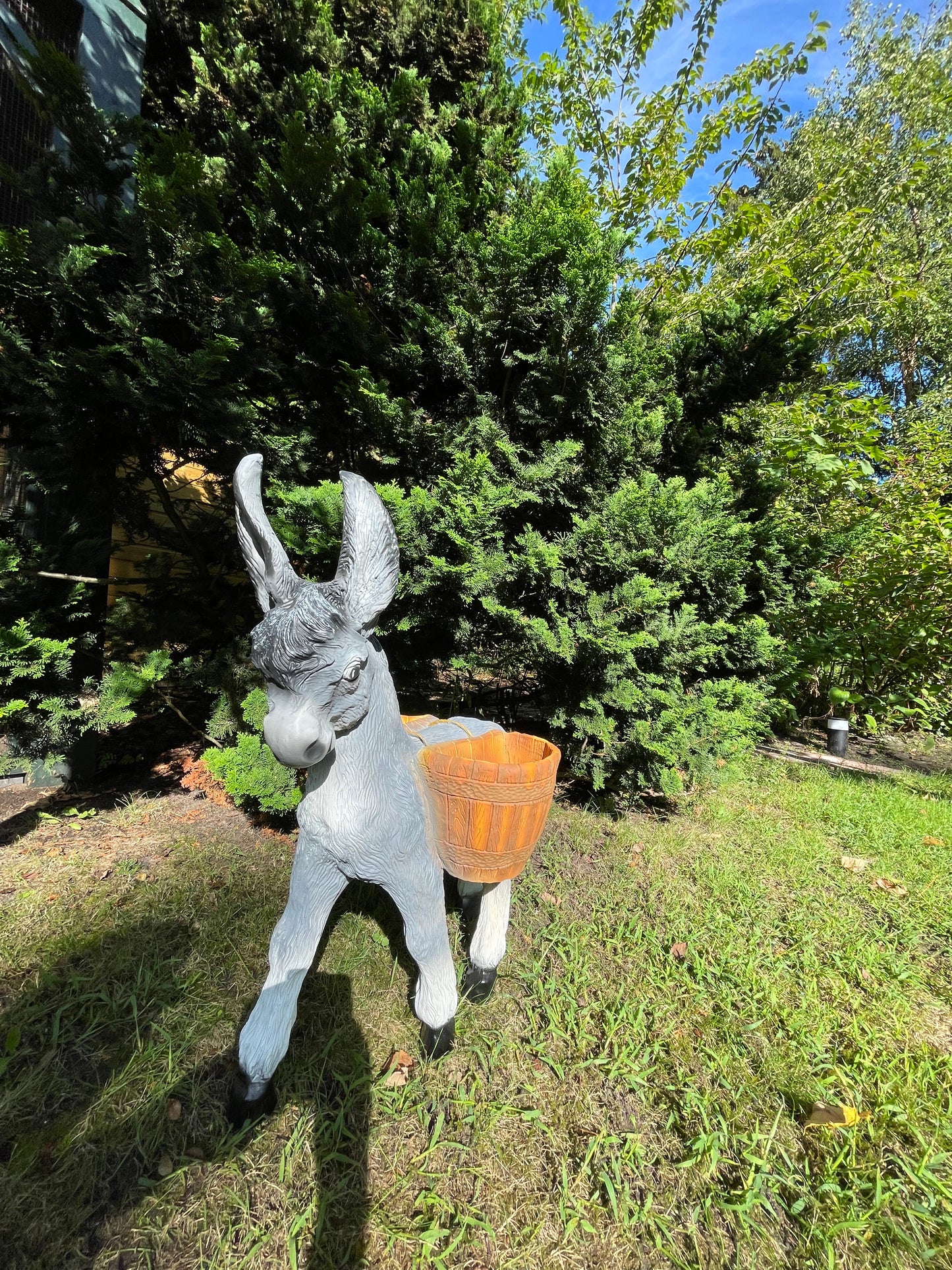 Ezel met mandje grijs gazon, tuin, 75cm