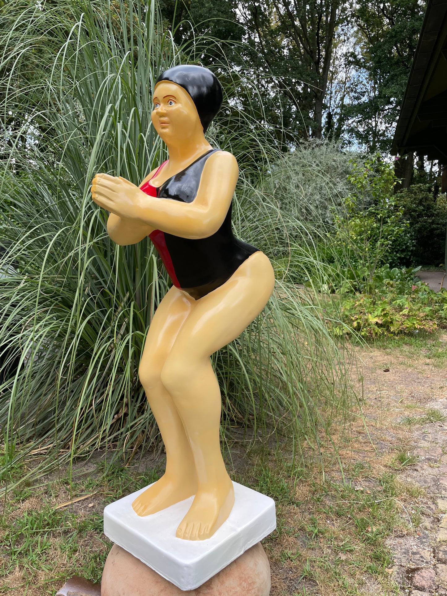 Duikende dame rood-zwart jacuzzi tuin, zwembad, vijver 115cm