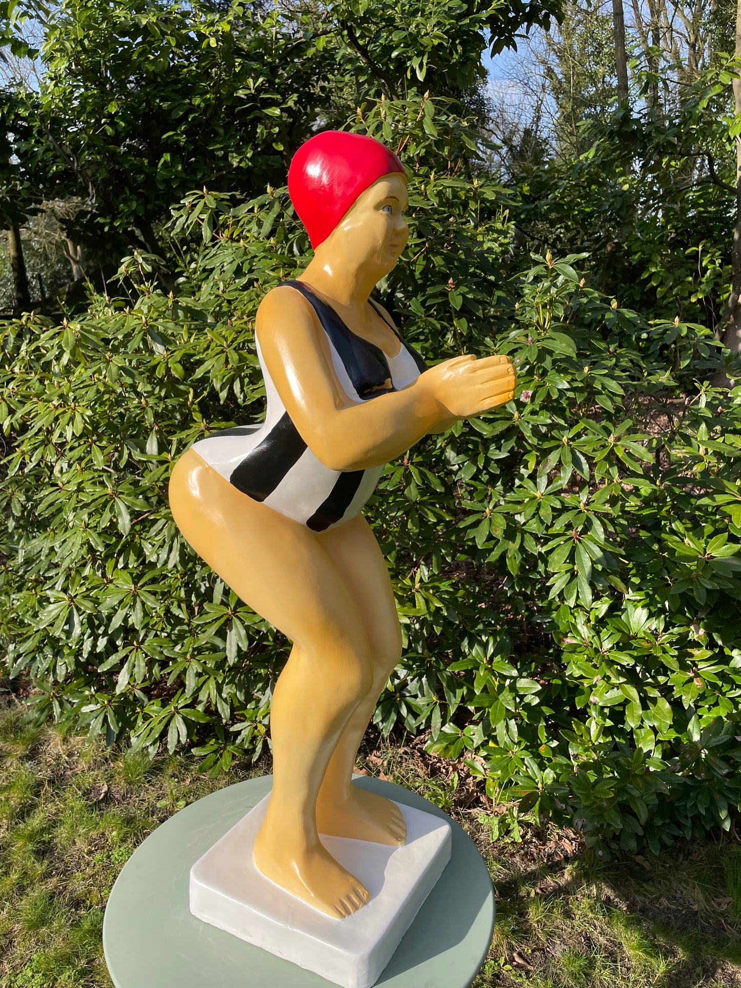 Duikende dame zwart-wit rood jacuzzi tuin, zwembad, vijver 115cm