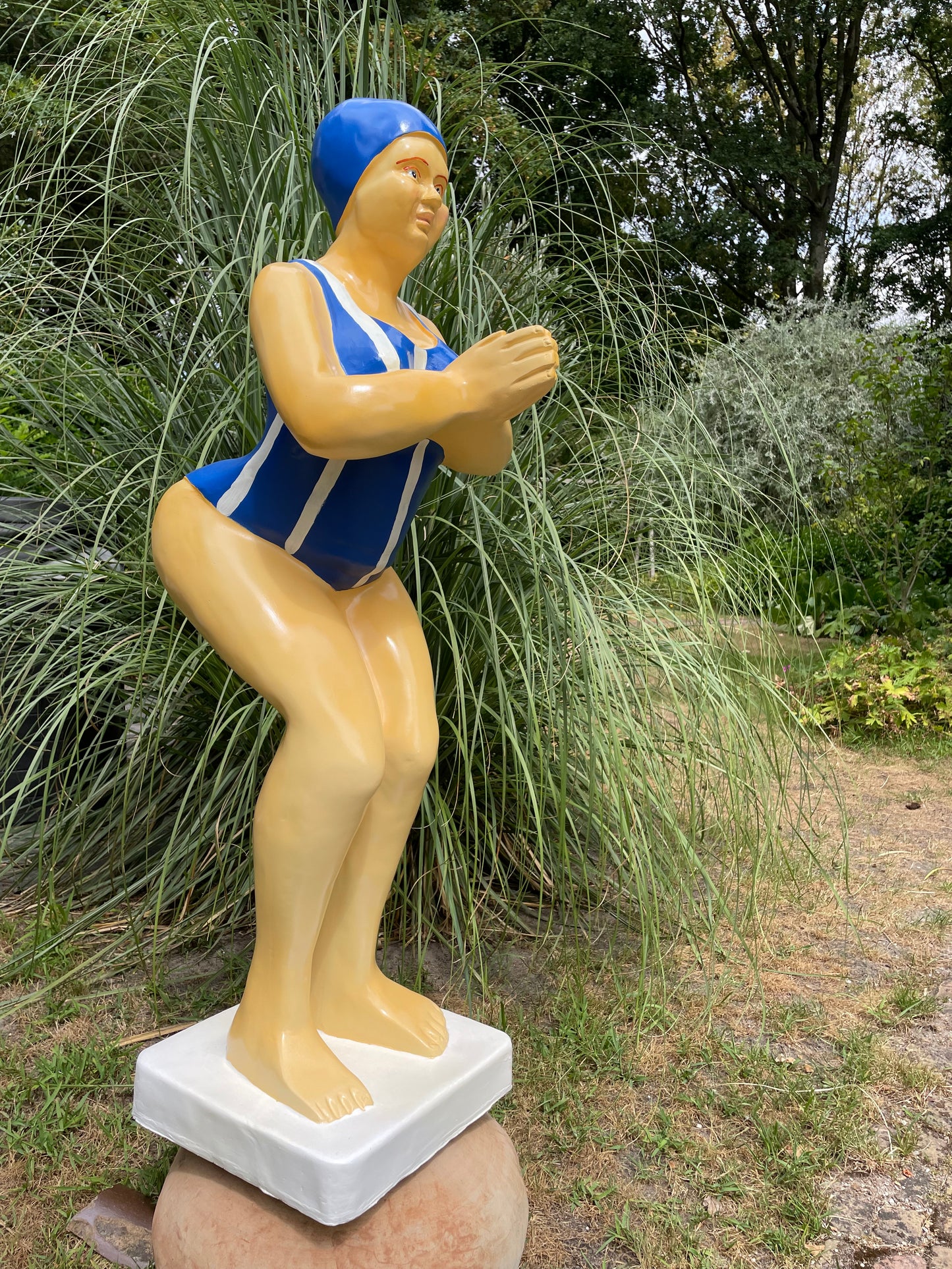 Duikende dame blauw jacuzzi tuin, zwembad, vijver 115cm