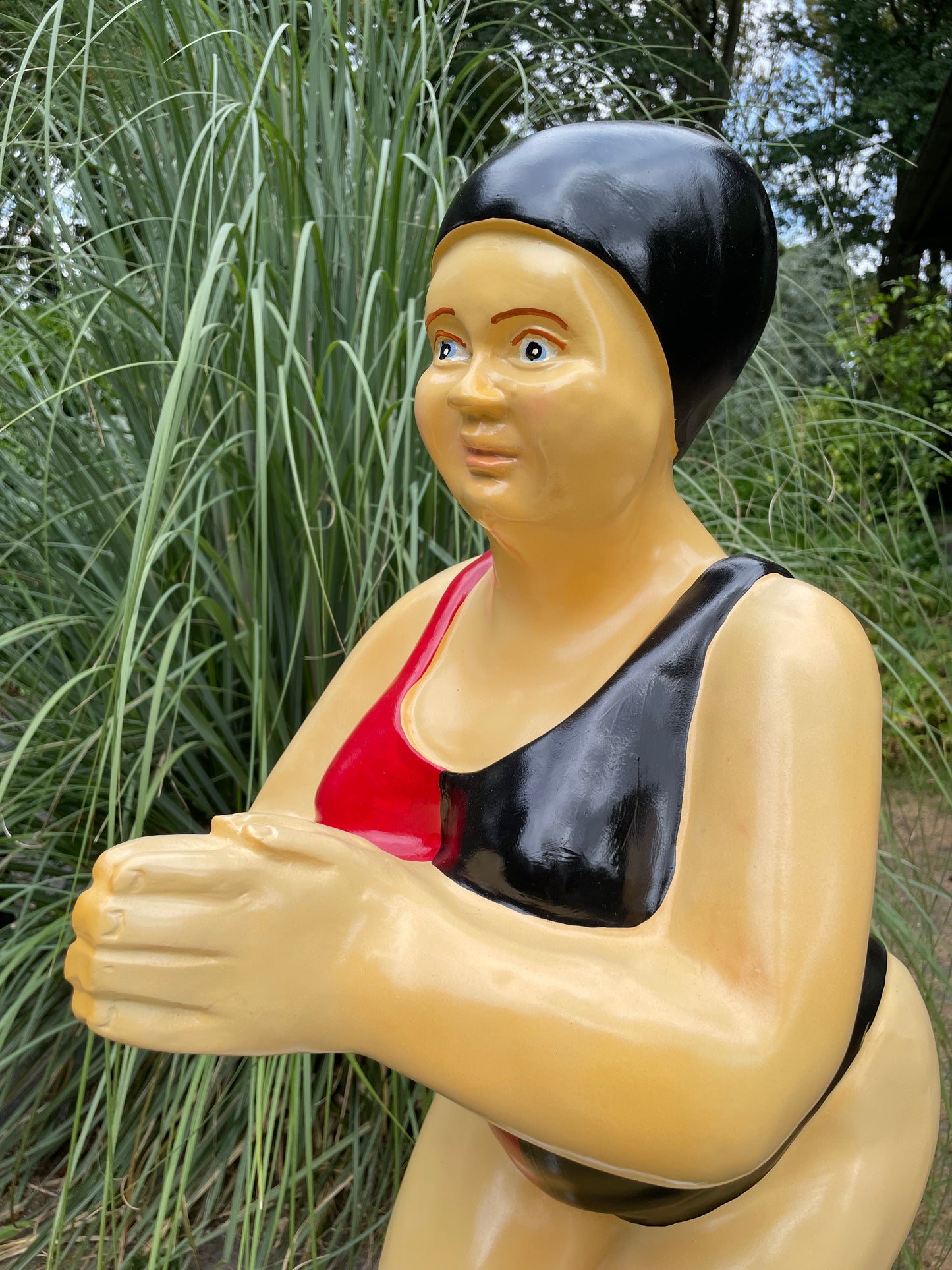 Duikende dame rood-zwart jacuzzi tuin, zwembad, vijver 115cm