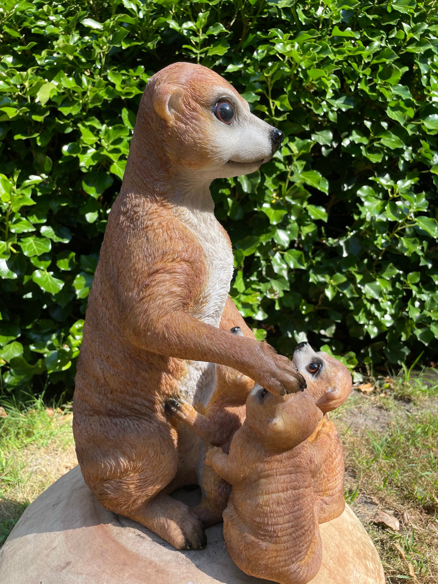 Beeld Stokstaart aap Drieling, tuin, vijver, dierentuin 40cm