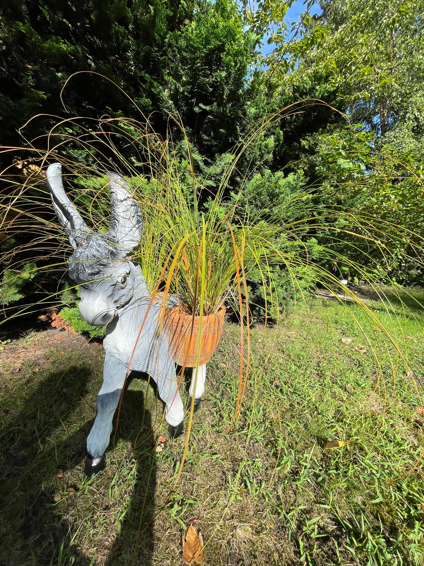 Ezel met mandje grijs gazon, tuin, 75cm