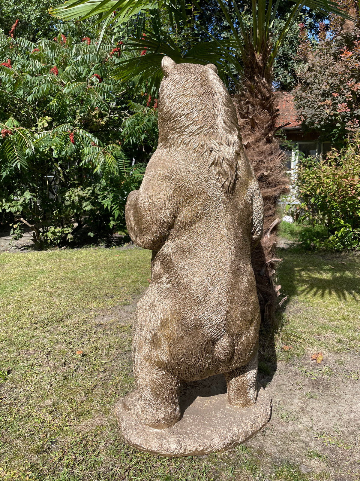 Beeld Beer, goud, tuin, gazon, manege, 120cm
