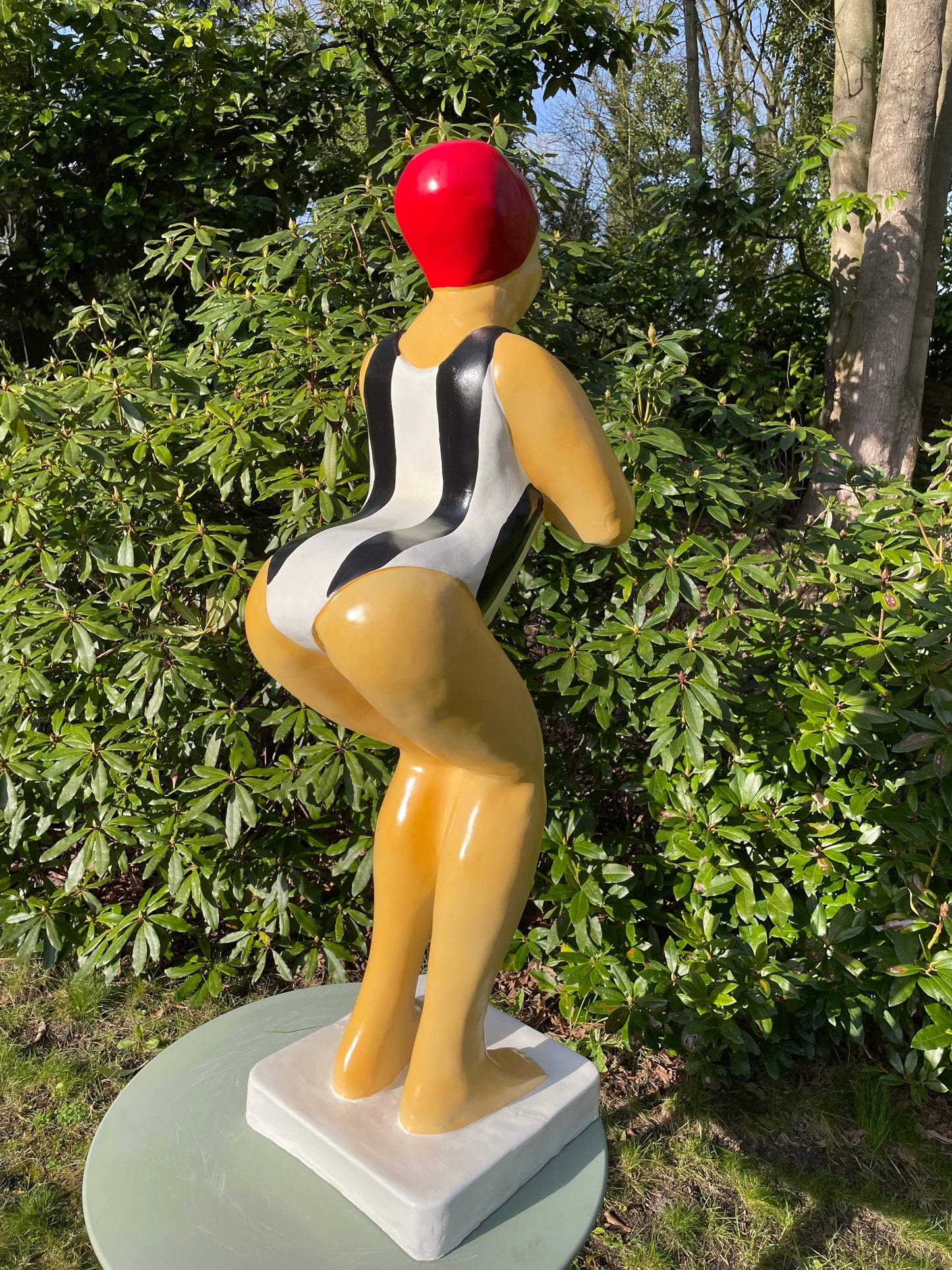 Duikende dame zwart-wit rood jacuzzi tuin, zwembad, vijver 115cm