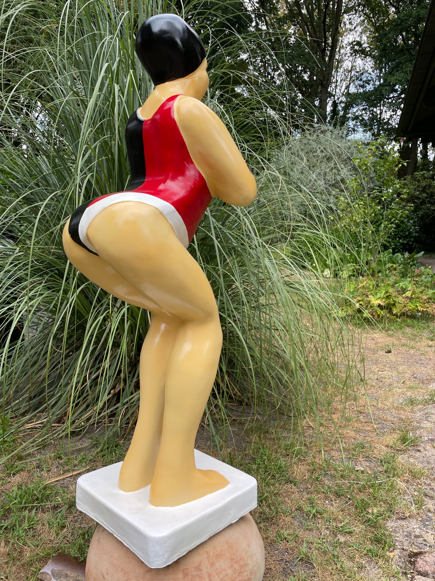 Duikende dame rood-zwart jacuzzi tuin, zwembad, vijver 115cm