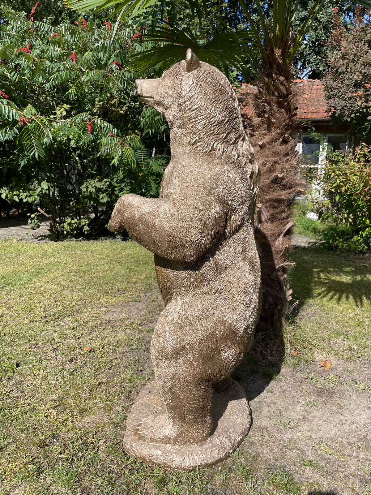 Beeld Beer, goud, tuin, gazon, manege, 120cm