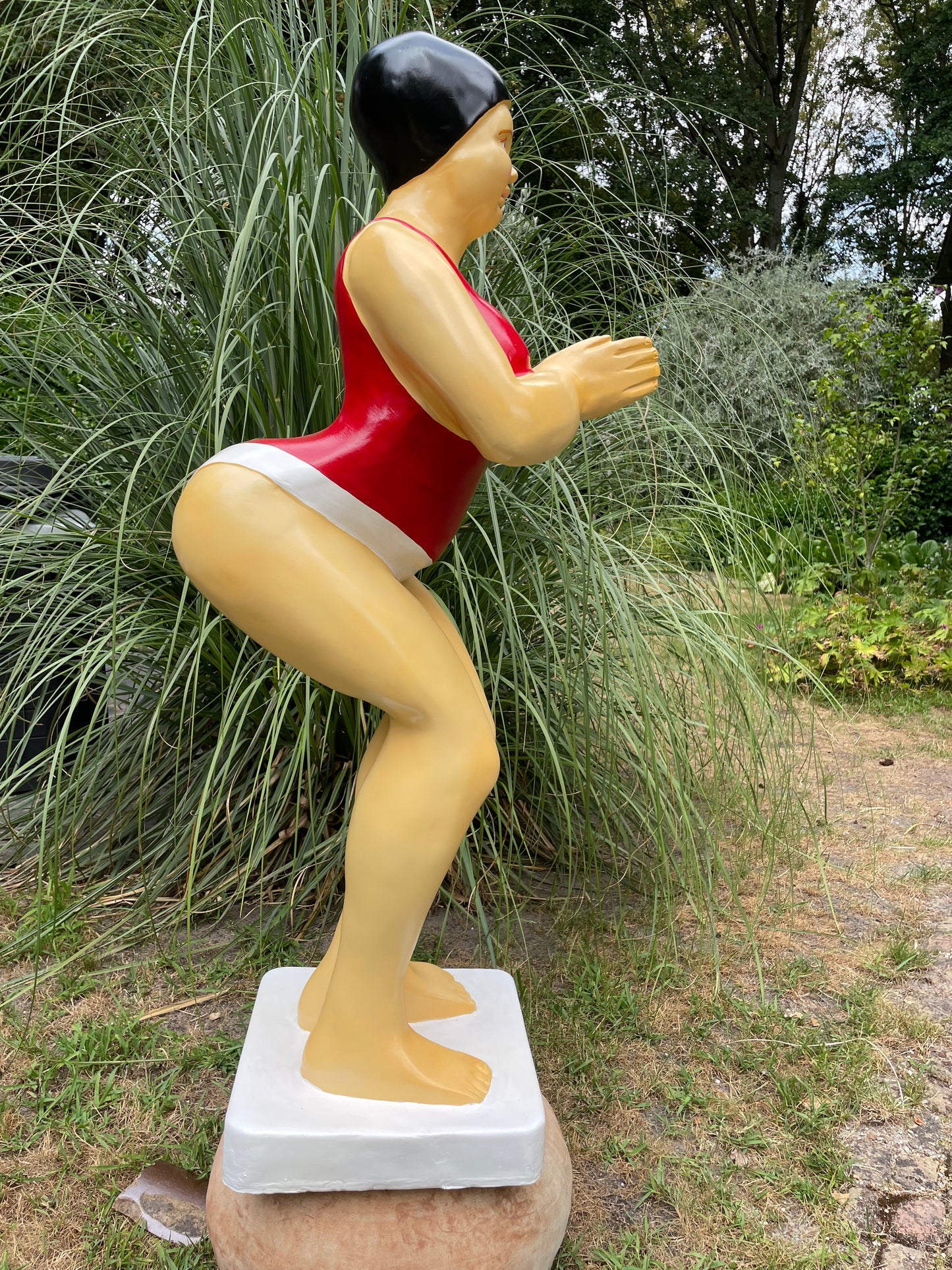 Duikende dame rood-zwart jacuzzi tuin, zwembad, vijver 115cm