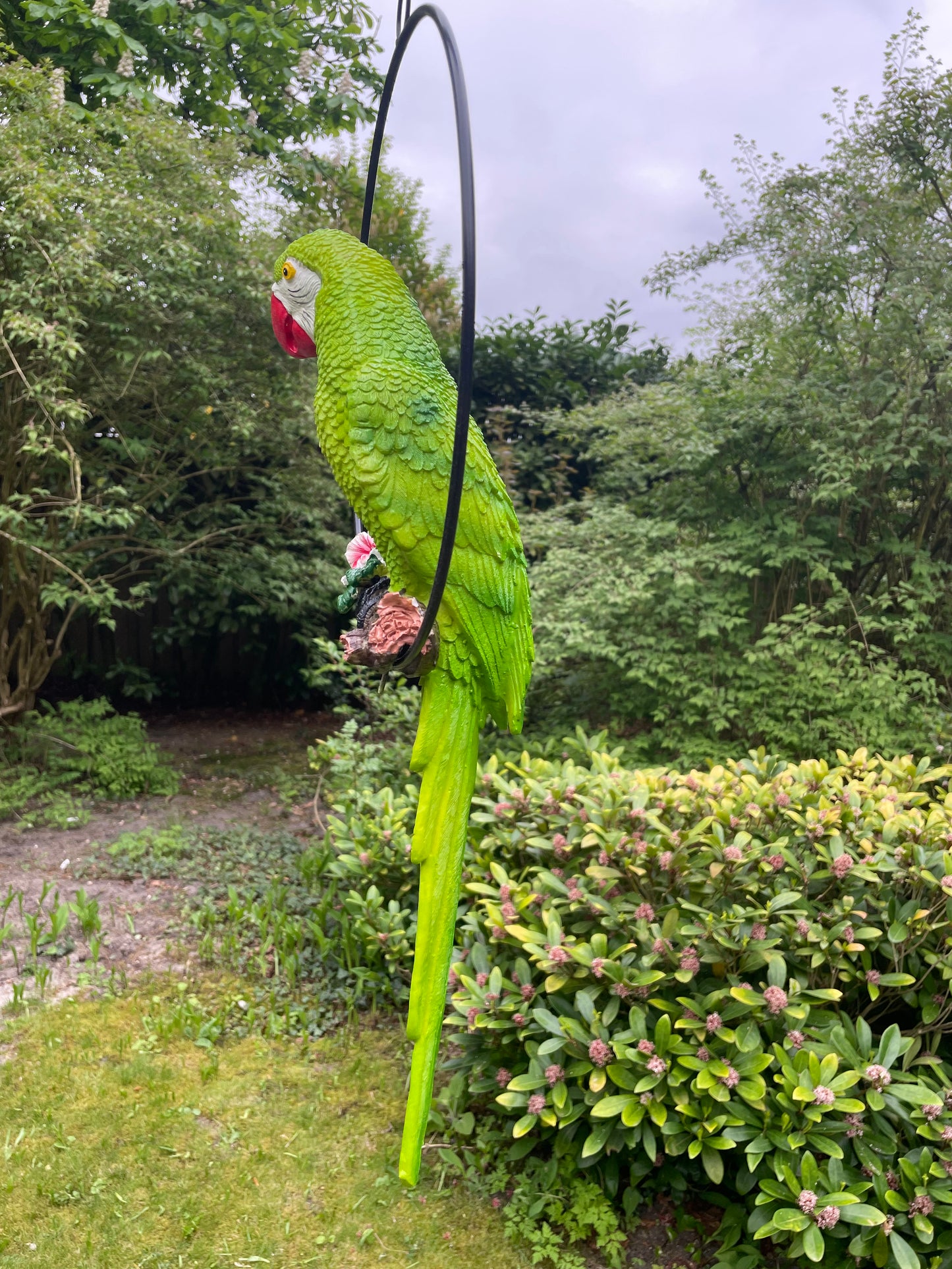 Beeld papegaai Groen, zwembad, vijver, tuin, balkon 50cm