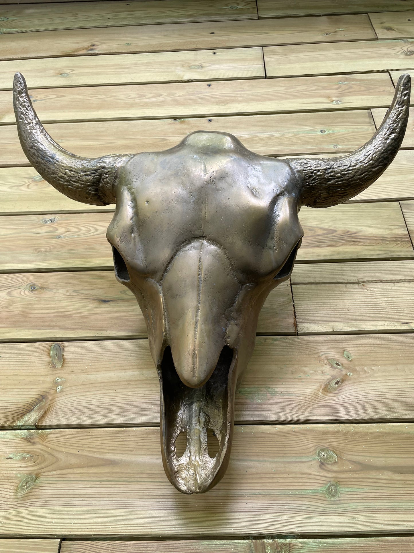 Wand buffelschedel brons metaal , woonkamer, cowboy 60cm