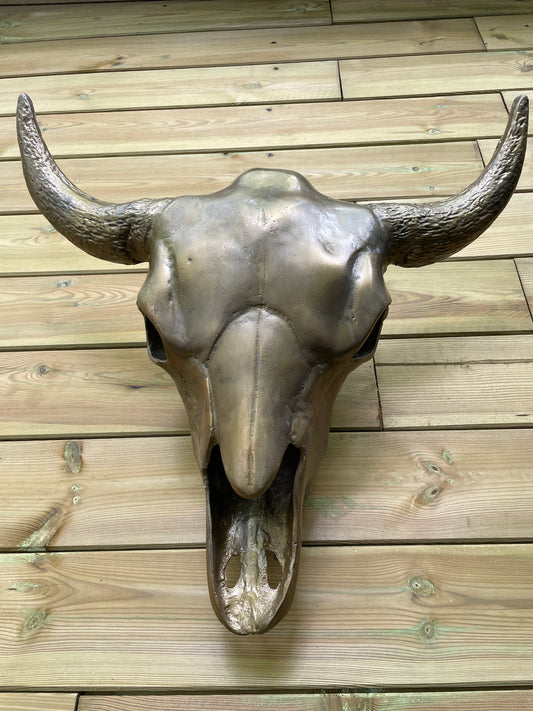 Wand buffelschedel brons metaal , woonkamer, cowboy 60cm