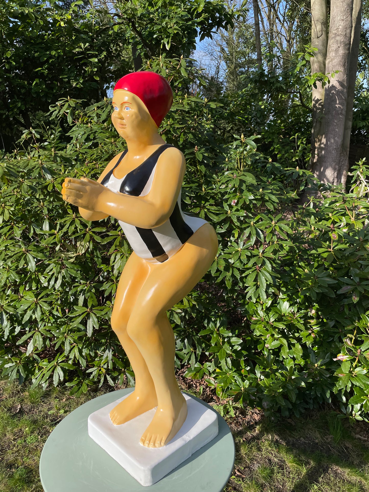 Duikende dame zwart-wit rood jacuzzi tuin, zwembad, vijver 115cm