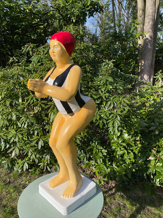 Duikende dame zwart-wit rood jacuzzi tuin, zwembad, vijver 115cm