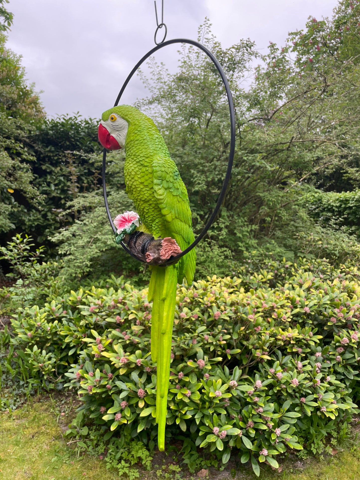 Beeld papegaai Groen, zwembad, vijver, tuin, balkon 50cm
