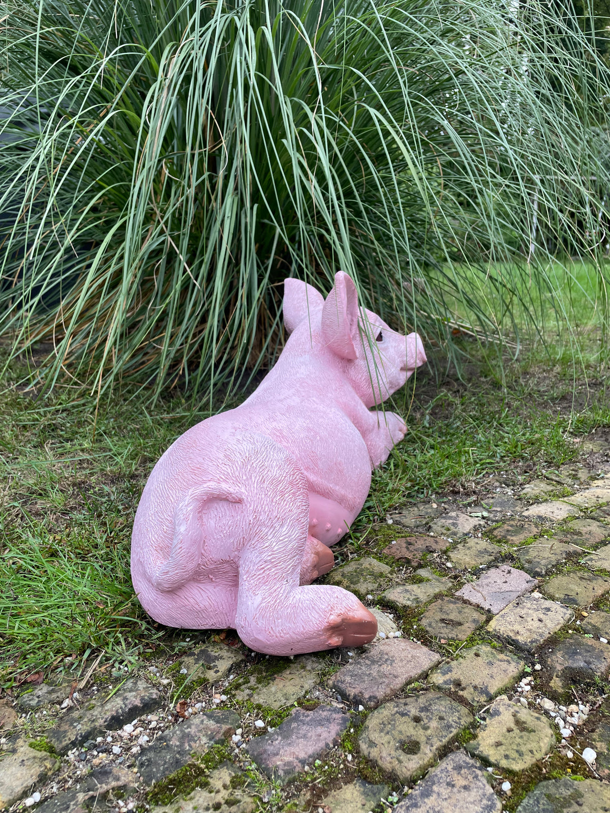 (Tuin)Beeld varken roze liggend tuin, boerderij 70cm