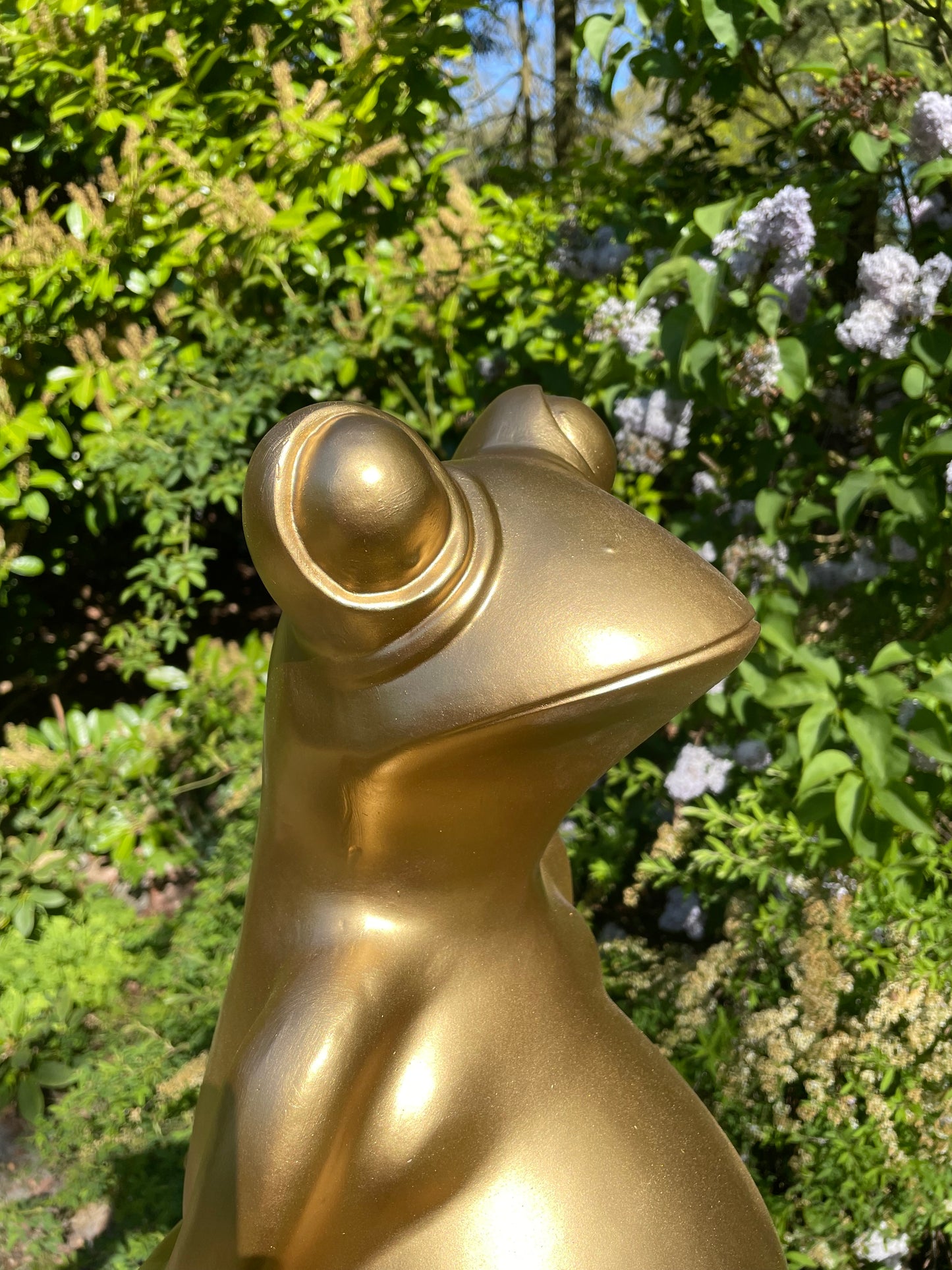 (Tuin)Beeld kikker goud, tuin, zen, zwembad, vijver yoga 80cm