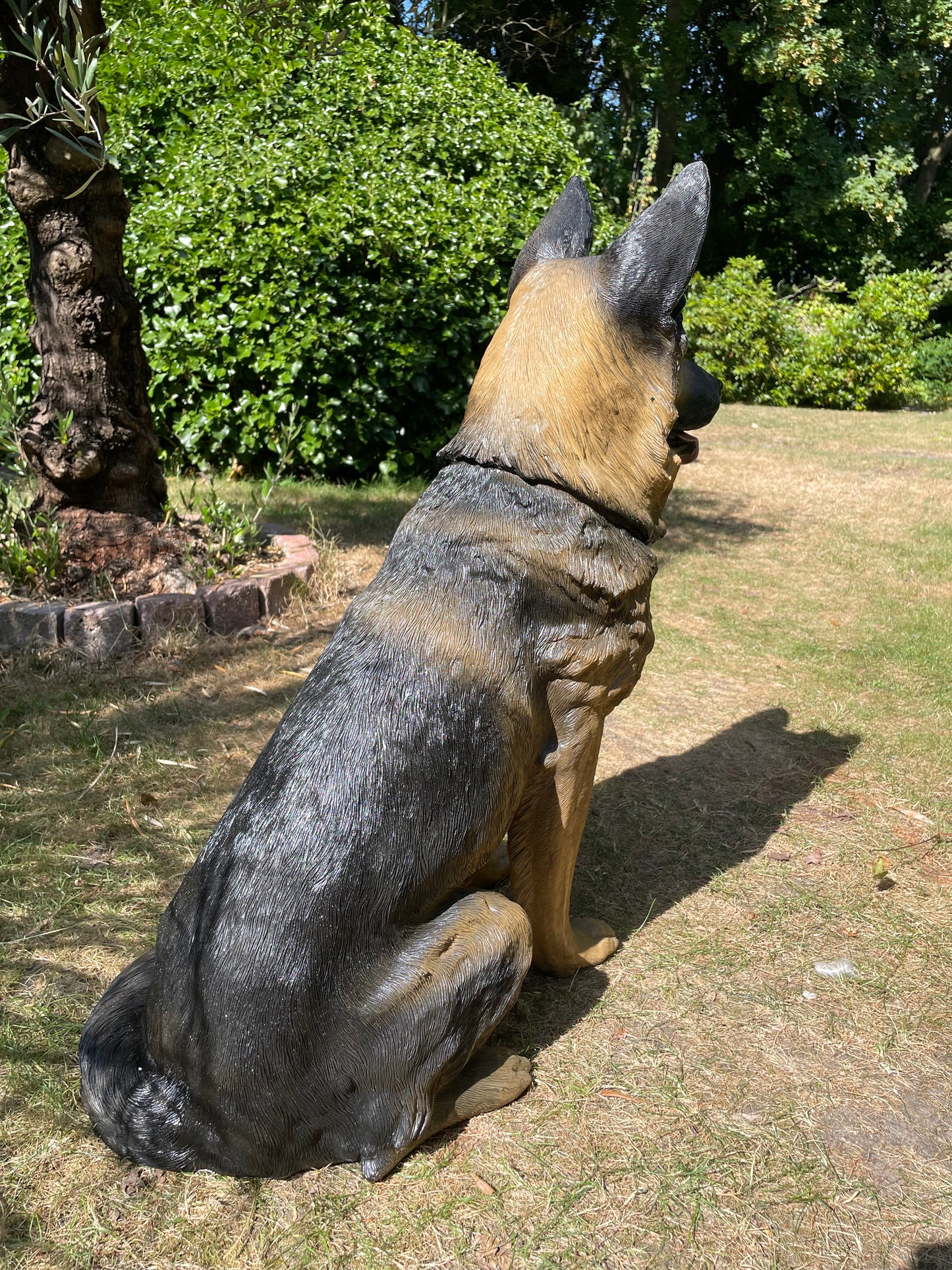 (Tuin)Beeld Duitse herder orig, honden, tuin, vijver 75 cm
