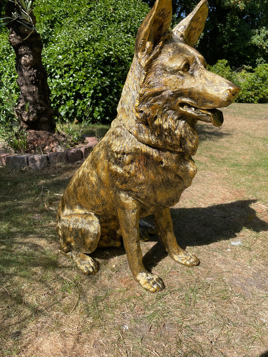 (Tuin)Beeld Duitse herder, honden, tuin, vijver, 75 cm