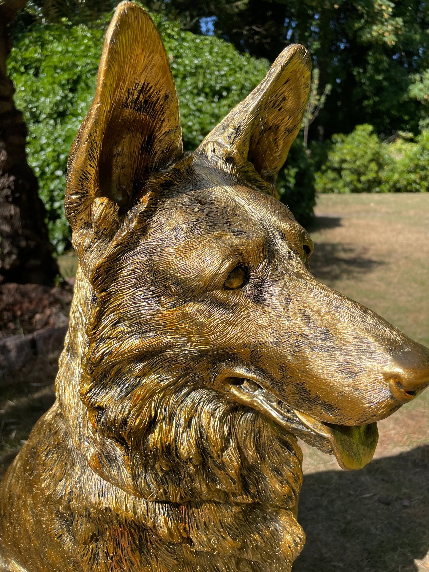 (Tuin)Beeld Duitse herder, honden, tuin, vijver, 75 cm