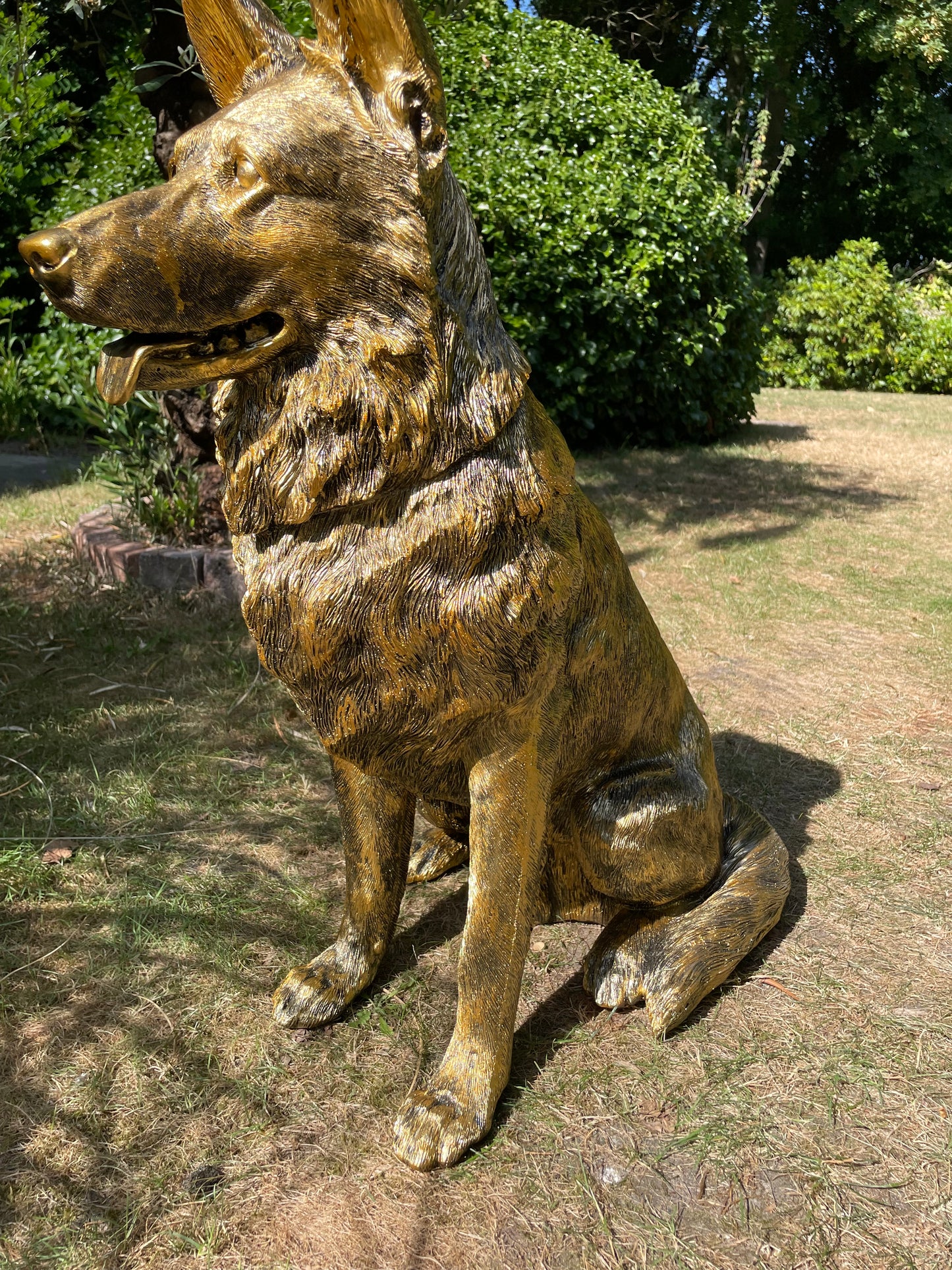 (Tuin)Beeld Duitse herder, honden, tuin, vijver, 75 cm