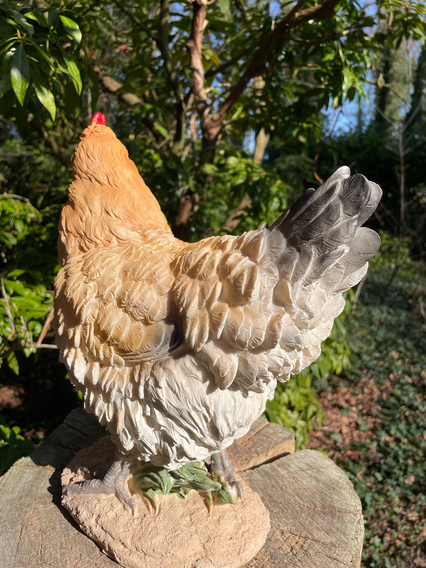Kip staand, boerderij, tuin, vijver 33cm